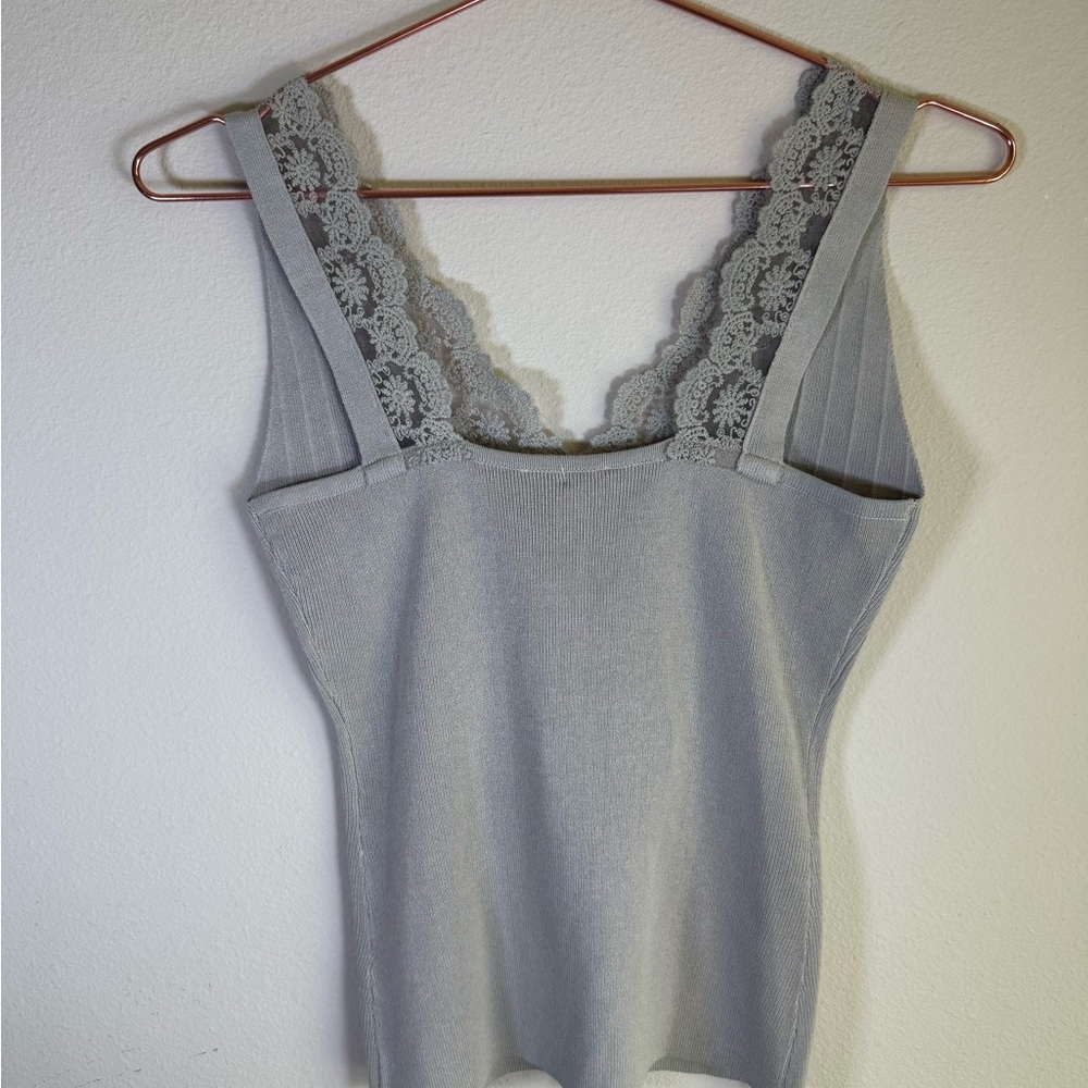 🤍✨ BiBi Lace Trim Ribbed Knit Tank – Size Small – NWT ✨🤍 - Picture 3 of 4